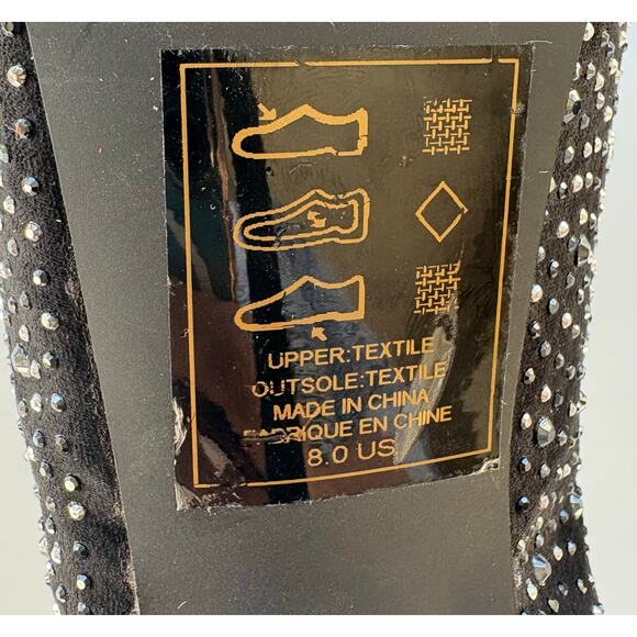 Shoe Dazzle Heels Black Studded Platform Peeptoe Rhinestone Sz 8 Stripper Sexy - Picture 7 of 9